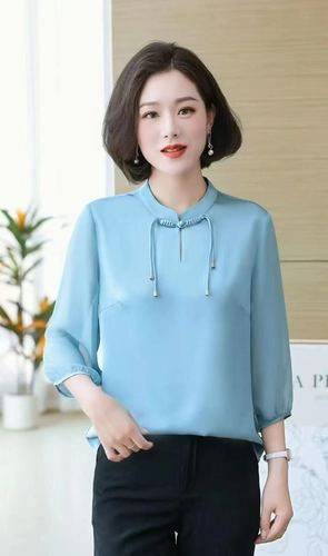 Drawstring-neck blouse