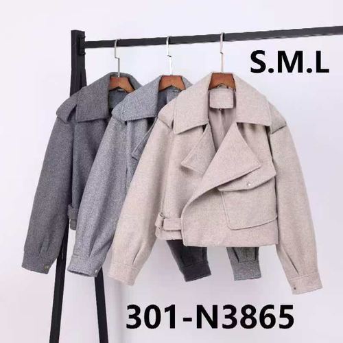 Faux-leather biker jacket (301-N3865)