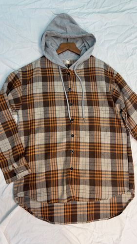 Hooded plaid flannel shirt