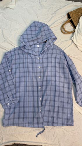 Hooded gingham check shirt