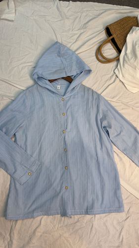 Hooded chambray shirt jacket