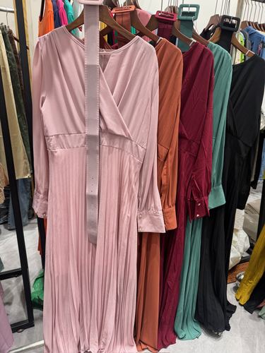 Wrap dress with buckle belt