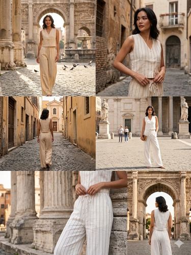 Knit vest & wide-leg trouser set