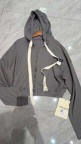 Cropped hooded zip jacket