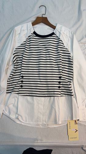 Striped knit layered shirt