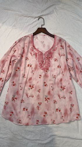 Floral print tie-neck blouse