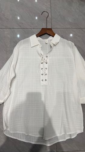 Lace-up neck blouse