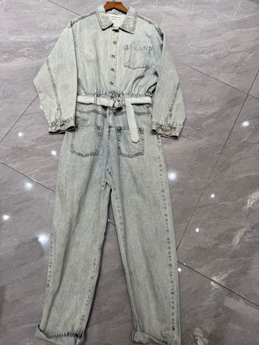 Belted denim jumpsuit