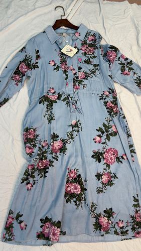 Floral embroidered shirt dress
