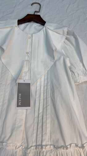 Puff-sleeve babydoll shirt dress