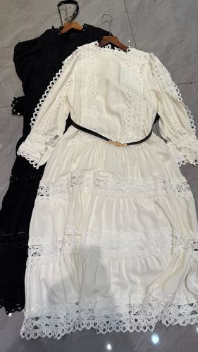 Lace-trim white dress
