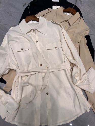 Belted safari shirt jacket