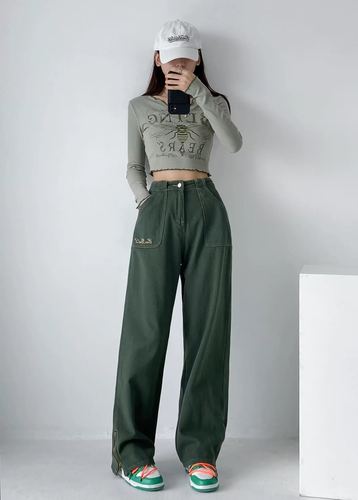 Embroidered-logo wide-leg pants