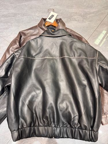 Faux-leather bomber jacket
