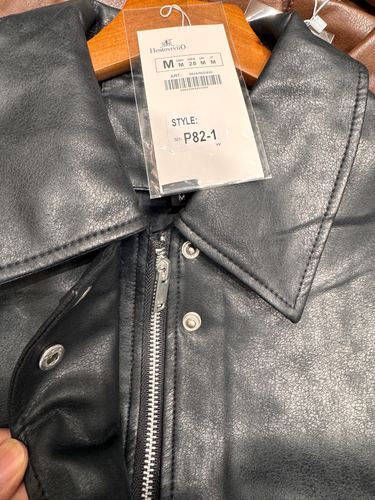 Faux-leather lapel jacket