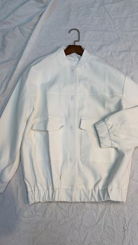 Elastic-hem zip shirt jacket