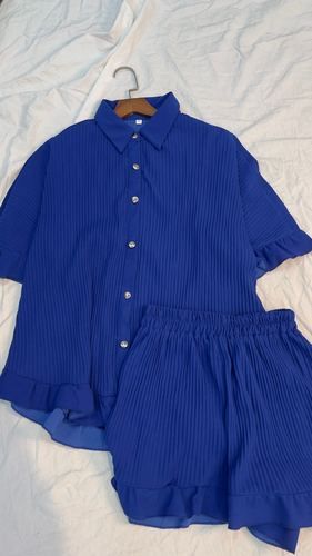 Pleated shirt & shorts set