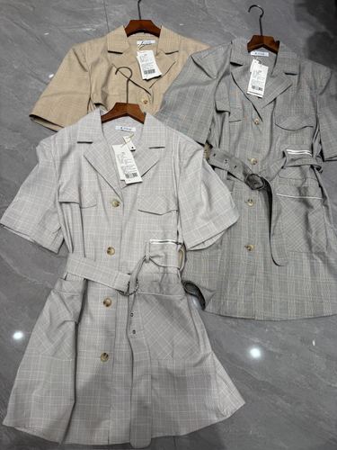 Belted check blazer dress