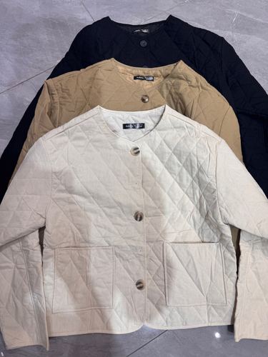 Quilted collarless jacket