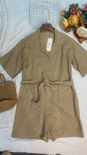 Belted shirt playsuit