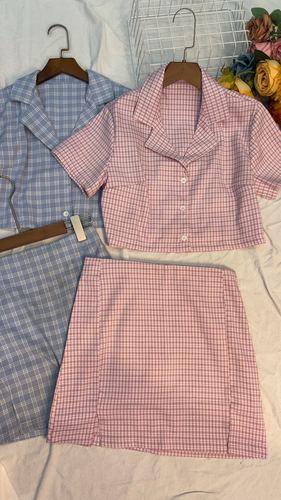 Plaid shirt & mini skirt co-ord
