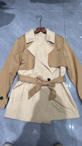 Colour-block belted trench jacket