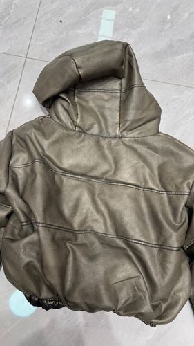 Hooded faux-leather jacket