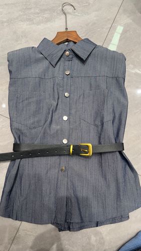 Belted sleeveless shirt dress