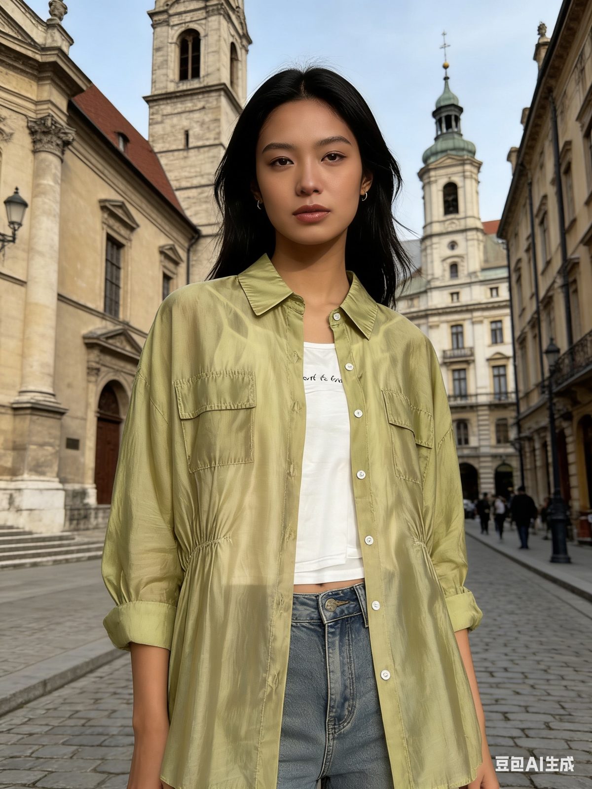 Oversized satin shirt
