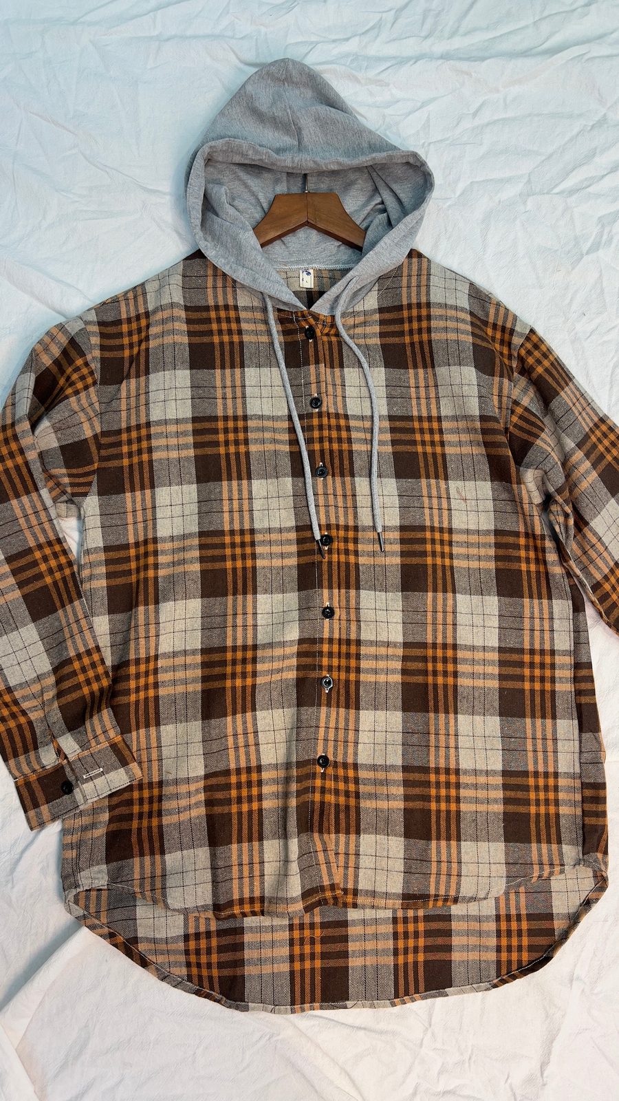 Hooded plaid flannel shirt