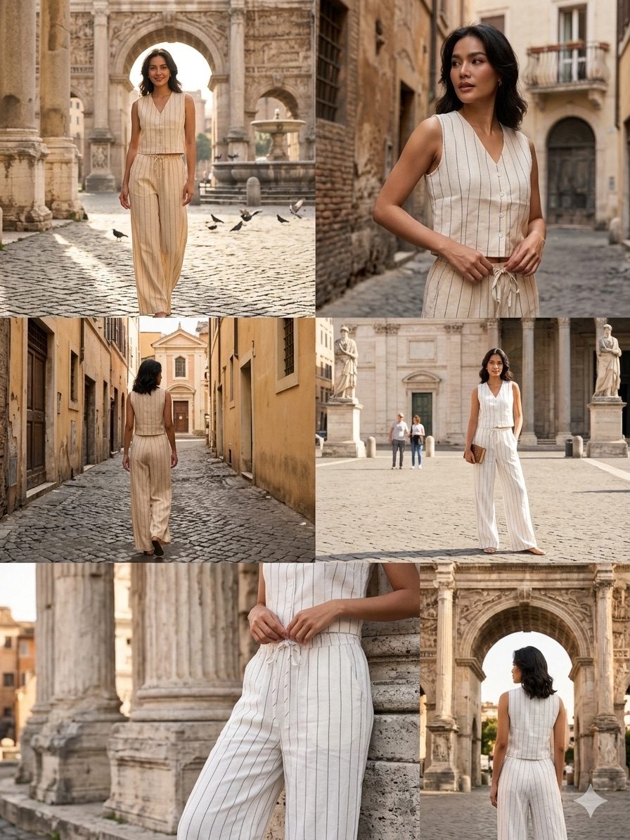 Knit vest & wide-leg trouser set