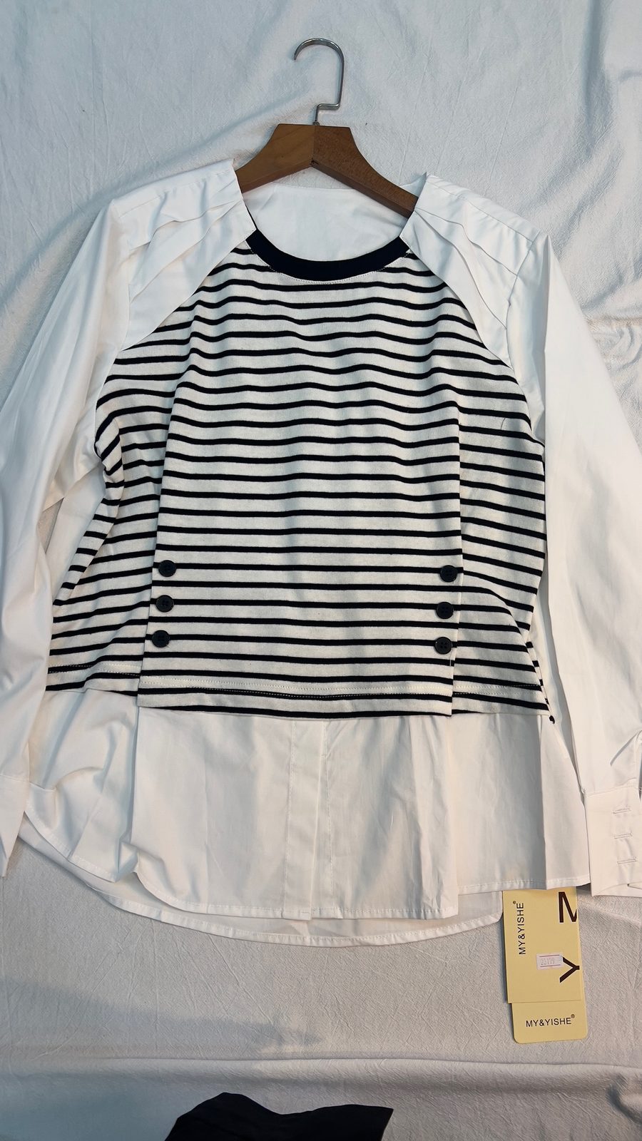 Striped knit layered shirt