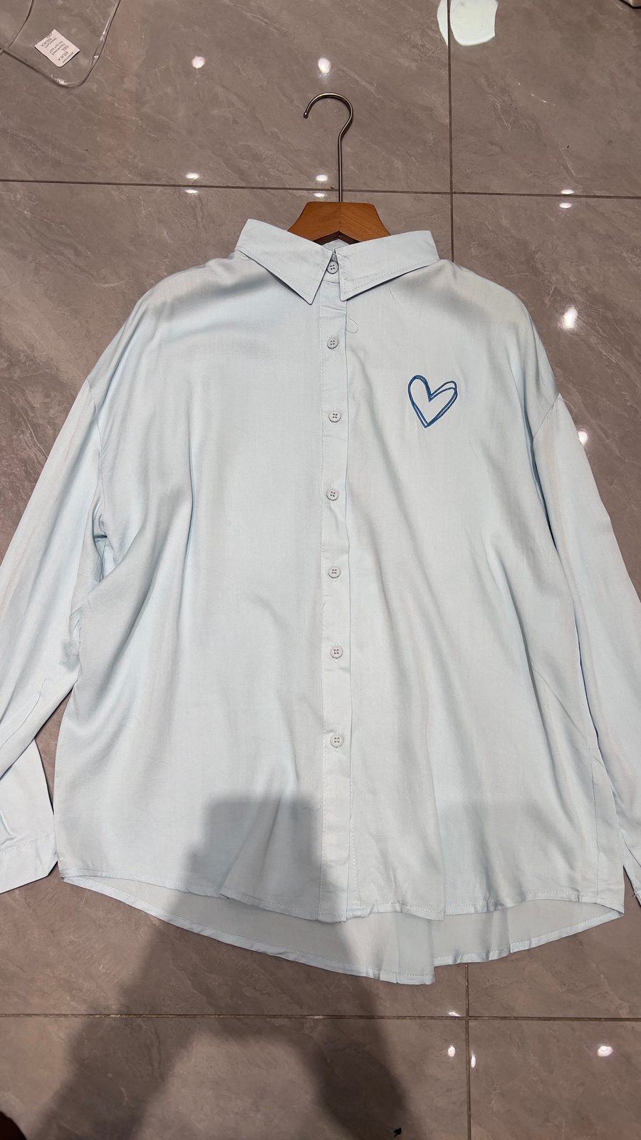 Heart-embroidered sheer shirt