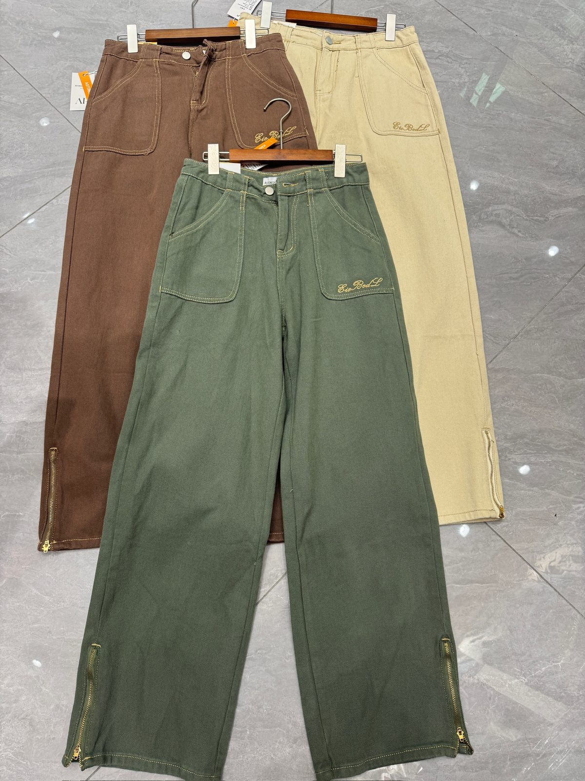 Embroidered-logo wide-leg pants