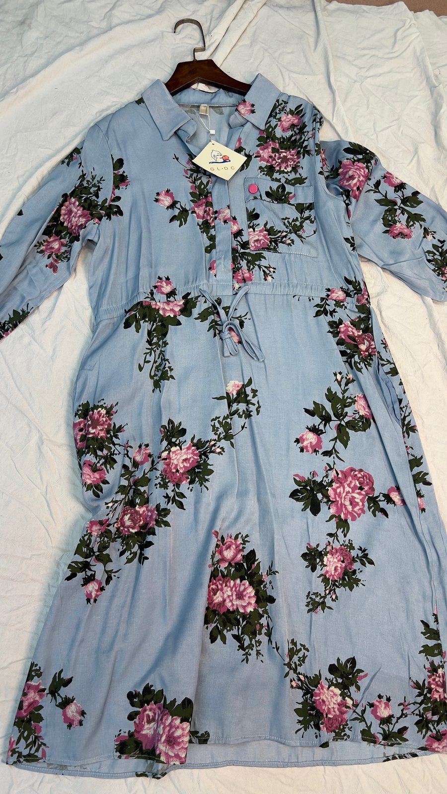Floral embroidered shirt dress