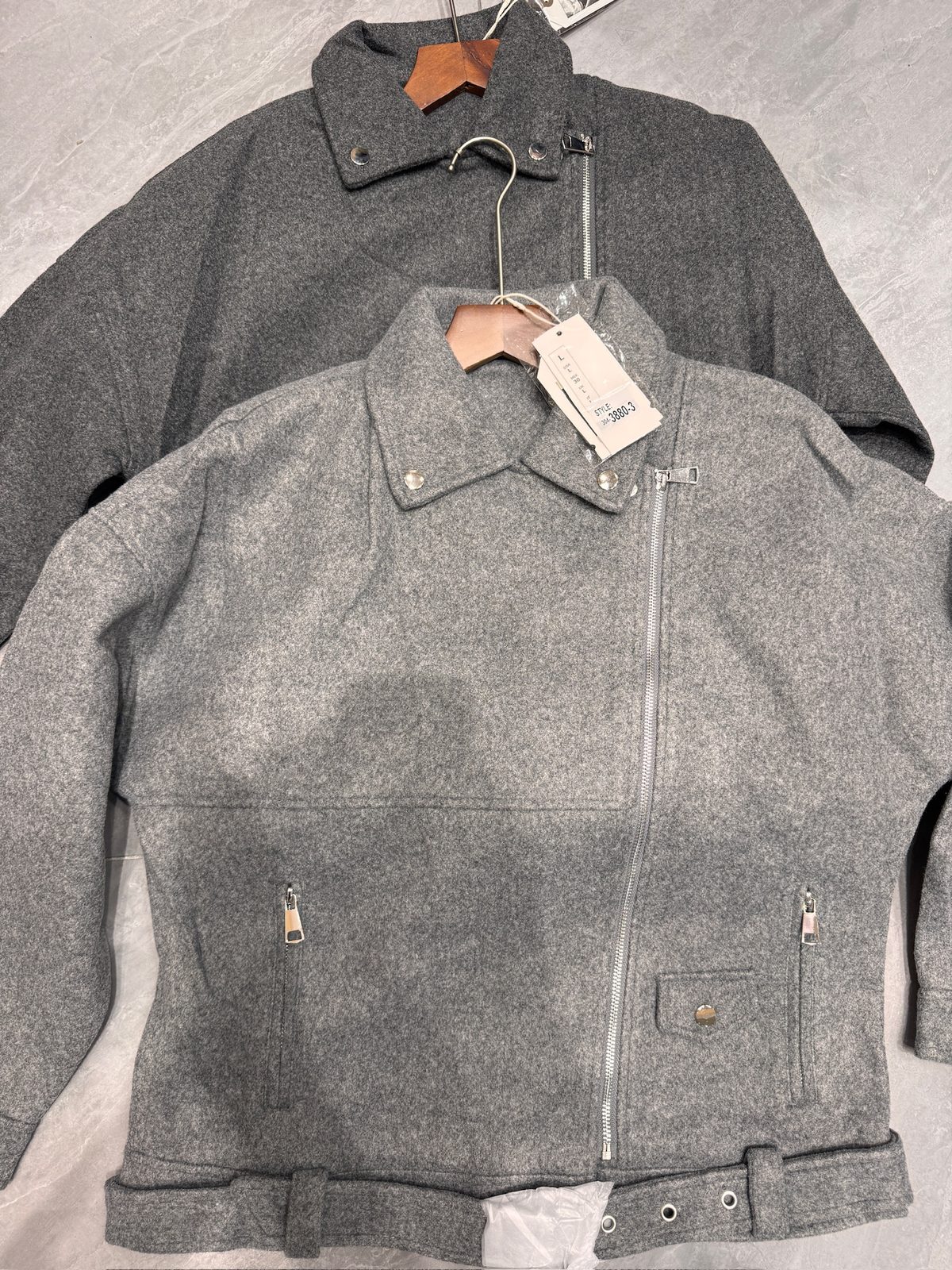 Distressed faux-leather jacket