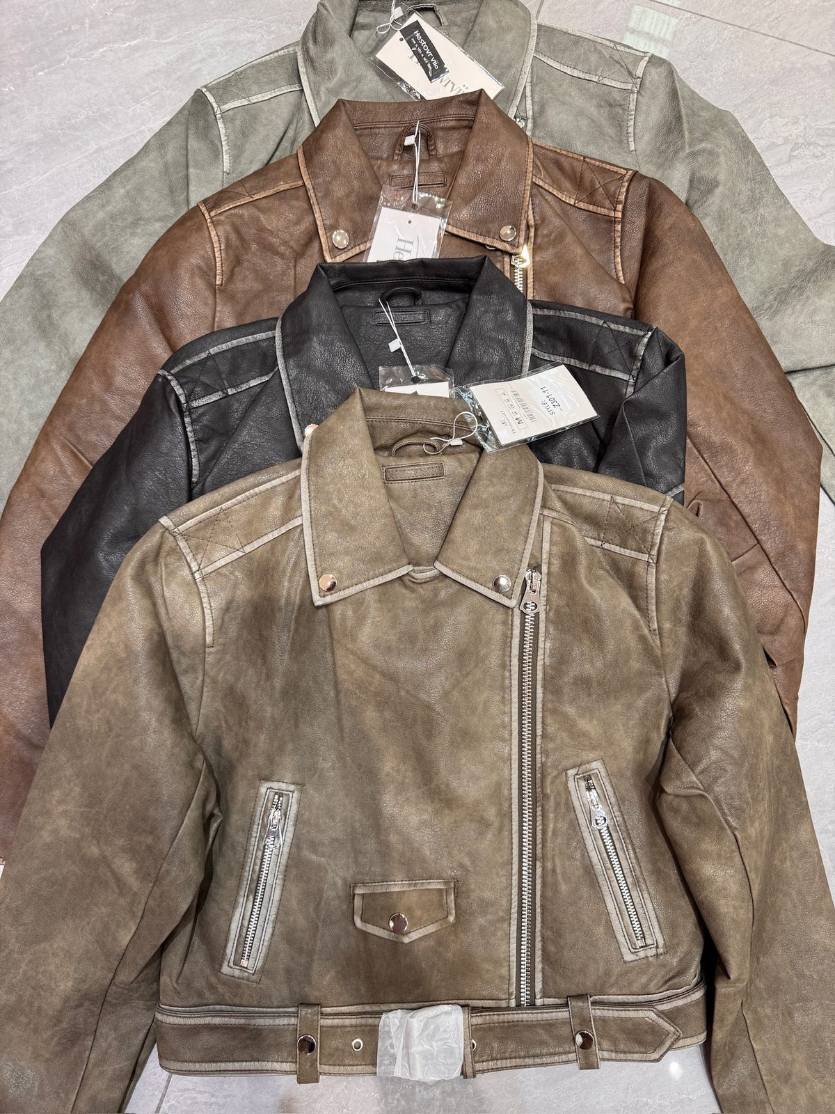 Vintage-wash leather jacket