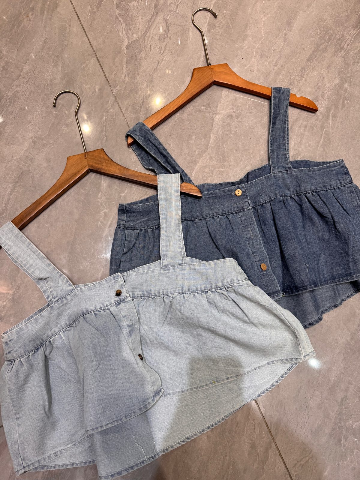 Denim pinafore skirt