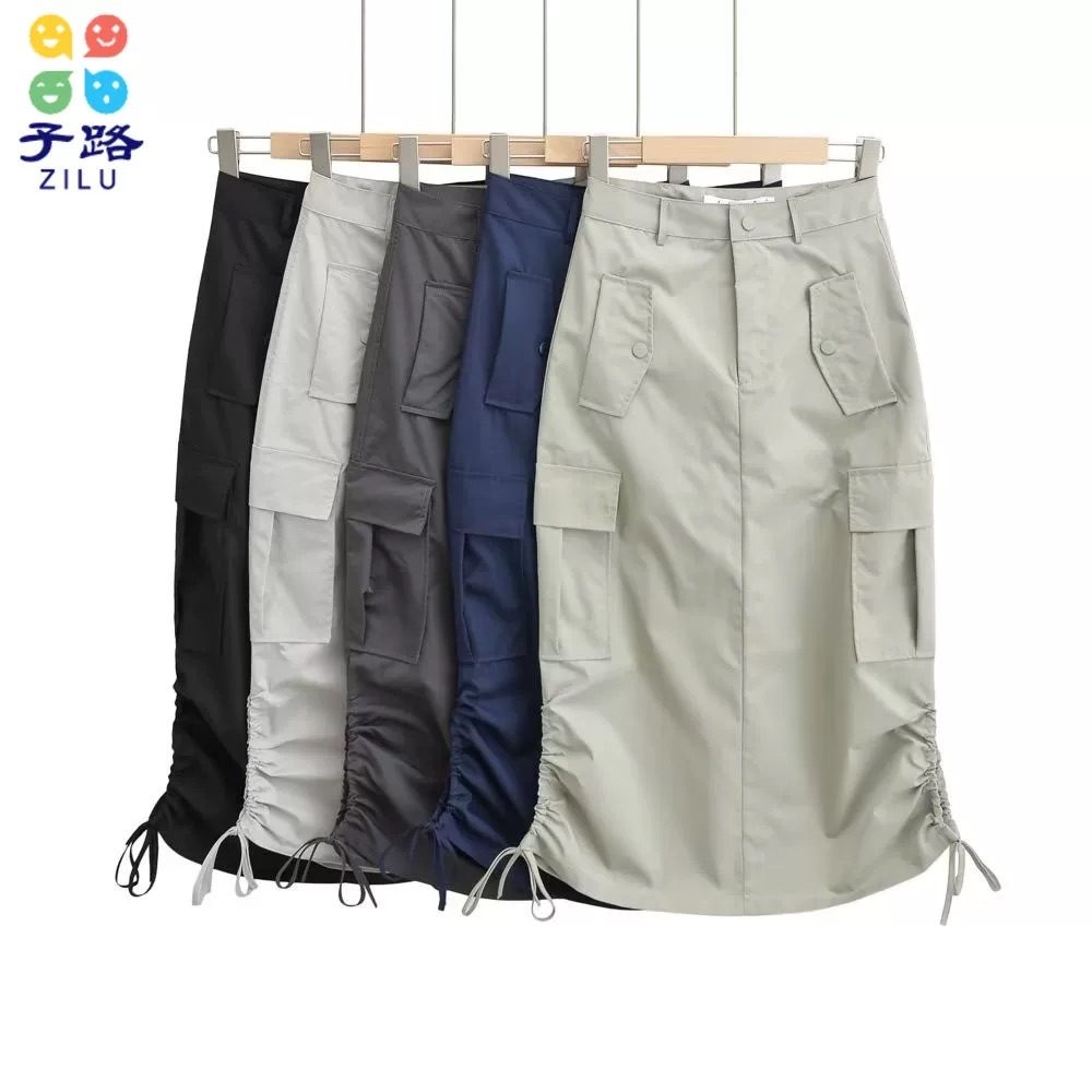 Drawstring cargo skirt