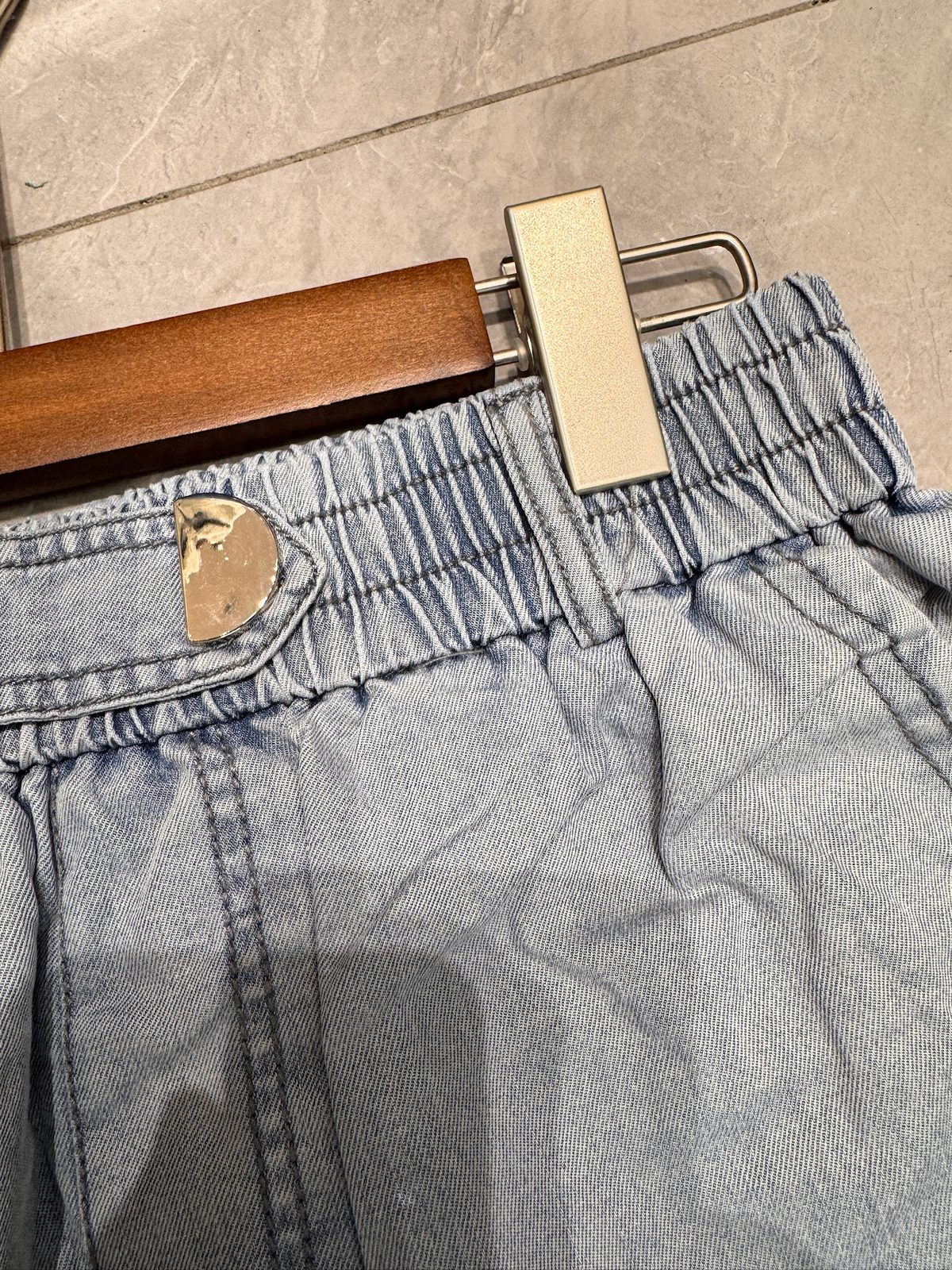 Elastic-cuff denim joggers