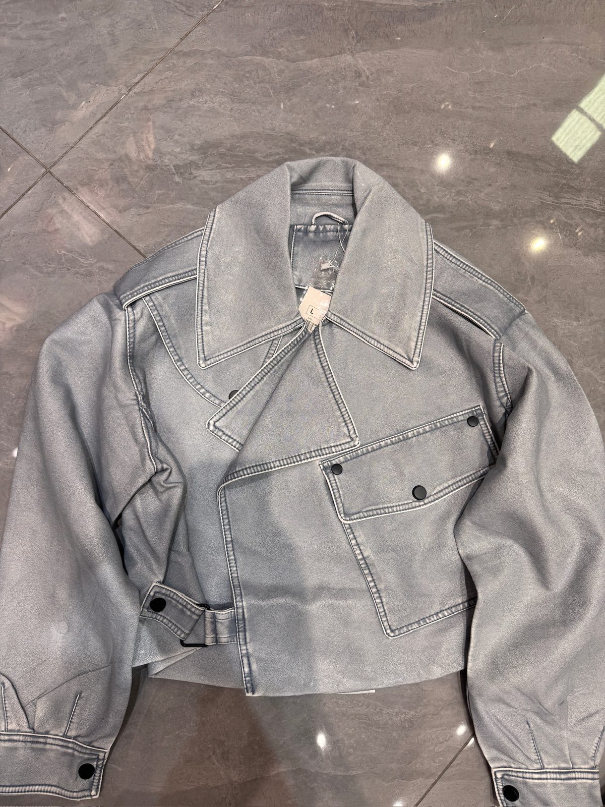 Cropped faux-leather jacket