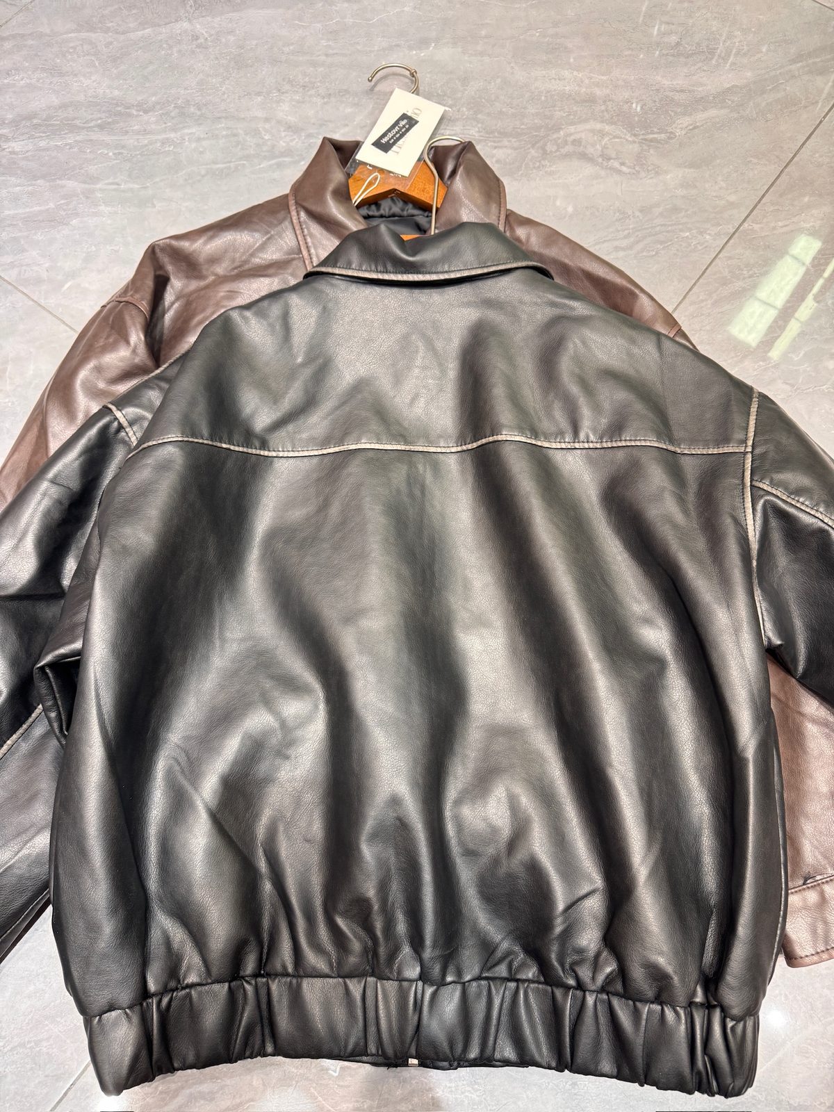Faux-leather bomber jacket