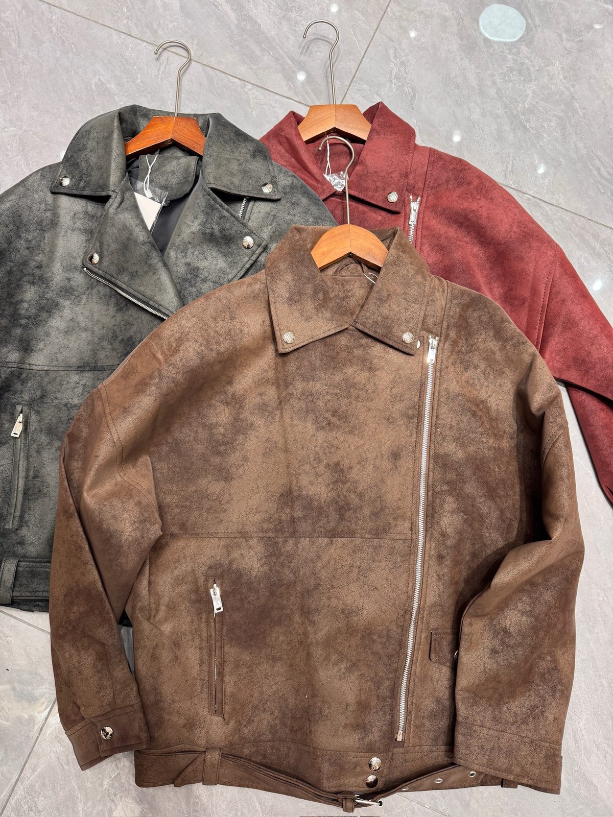 Distressed biker jacket
