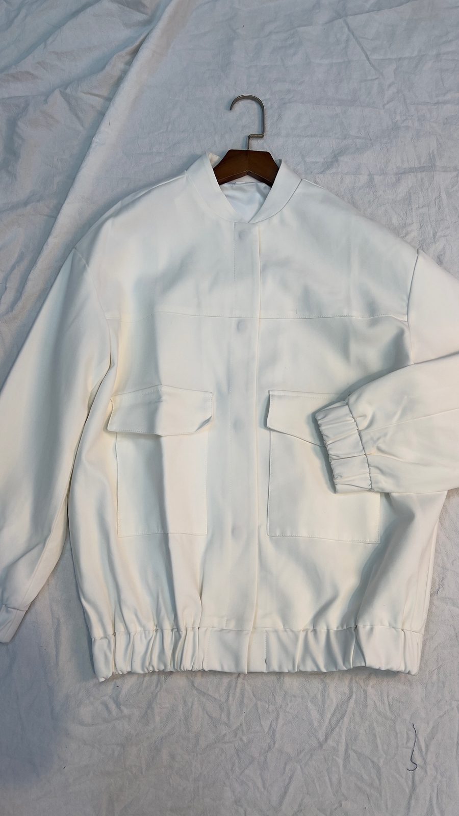Elastic-hem zip shirt jacket
