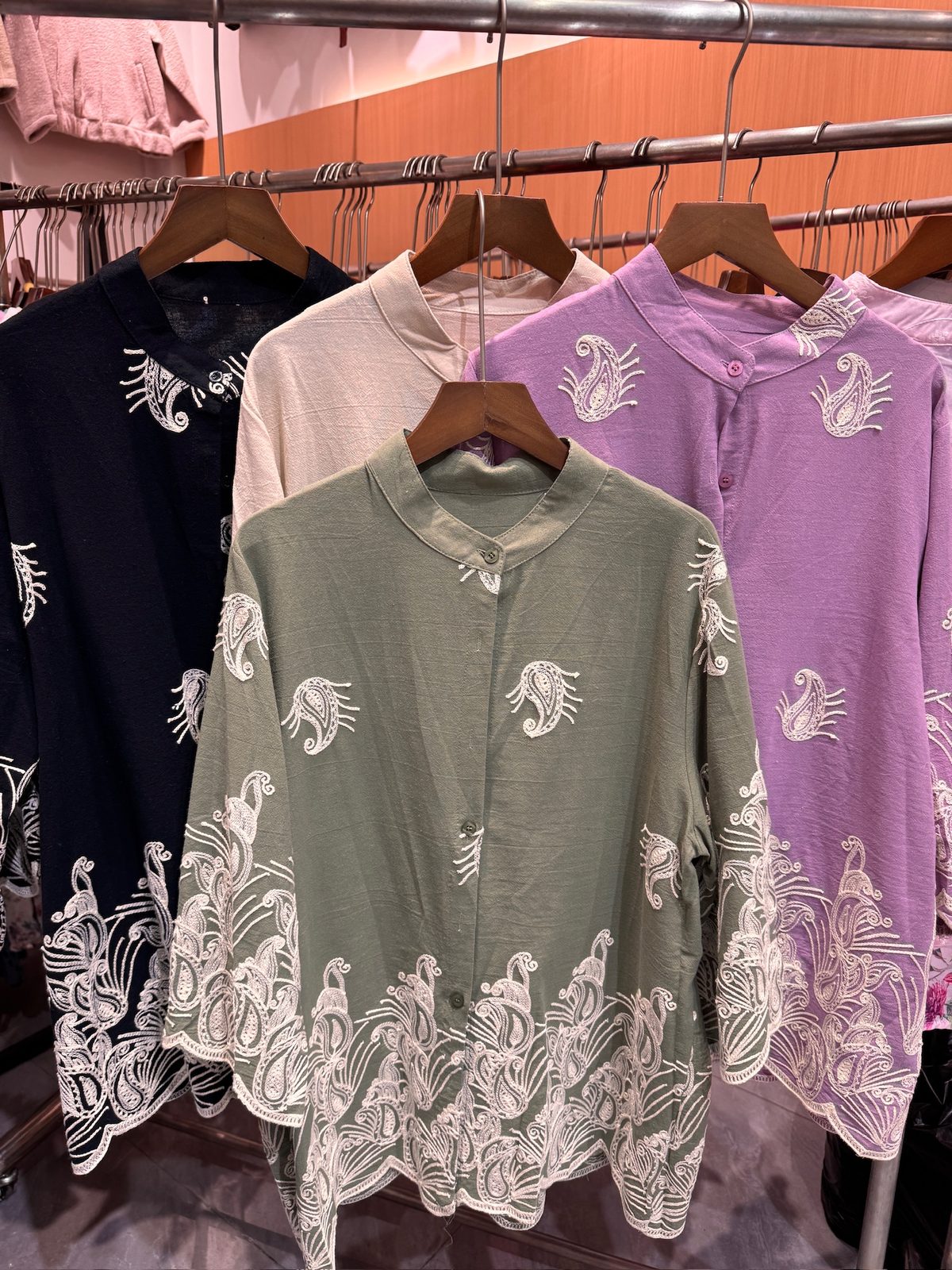 Lace-appliqué shirt