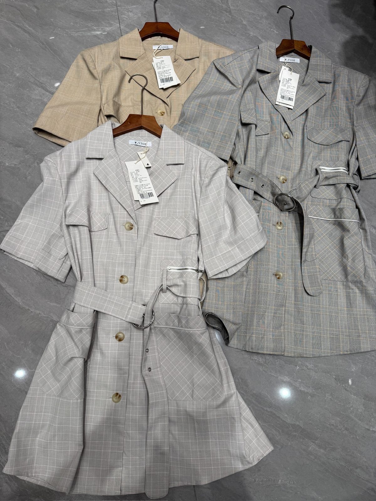 Belted check blazer dress