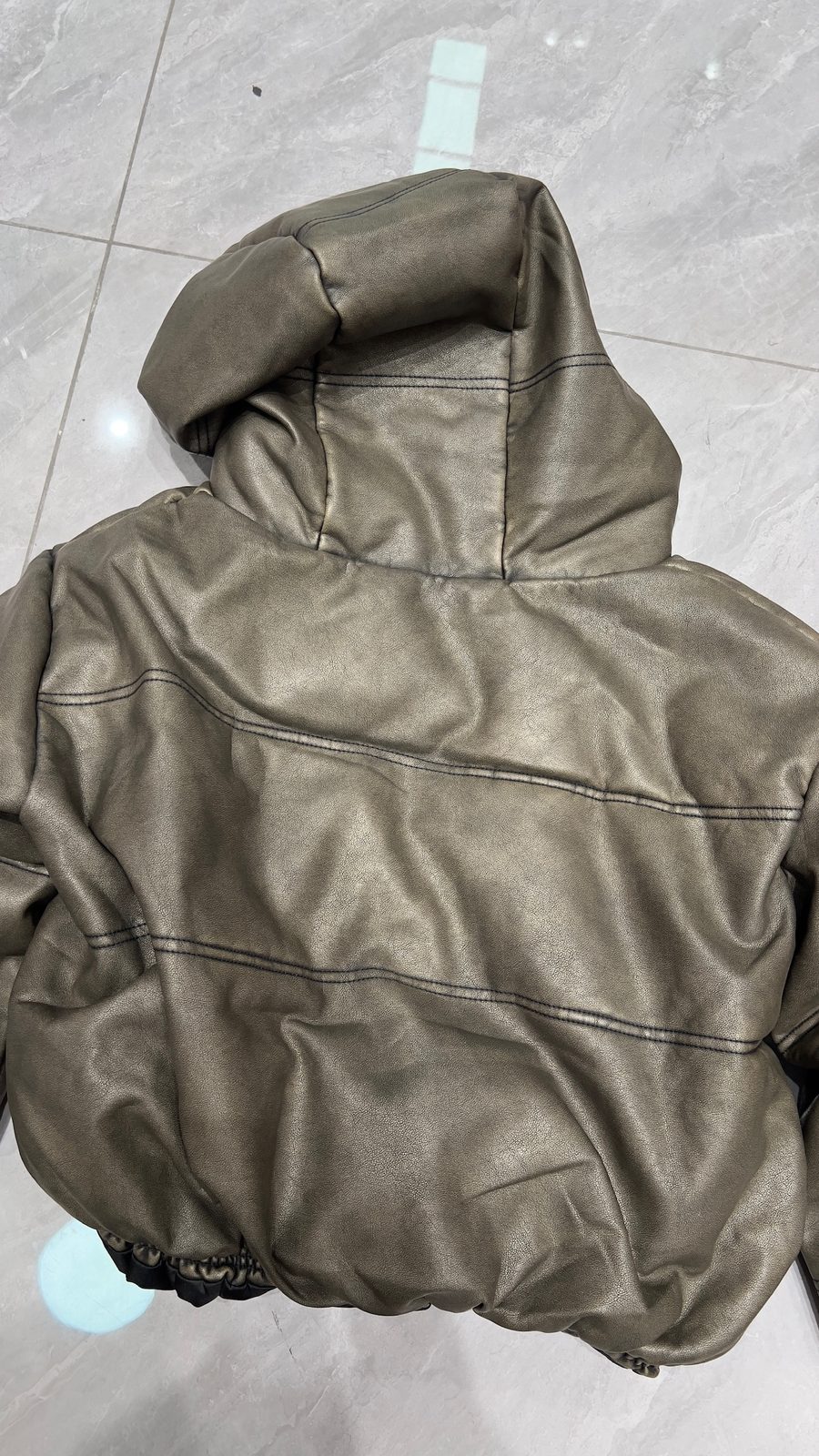 Hooded faux-leather jacket